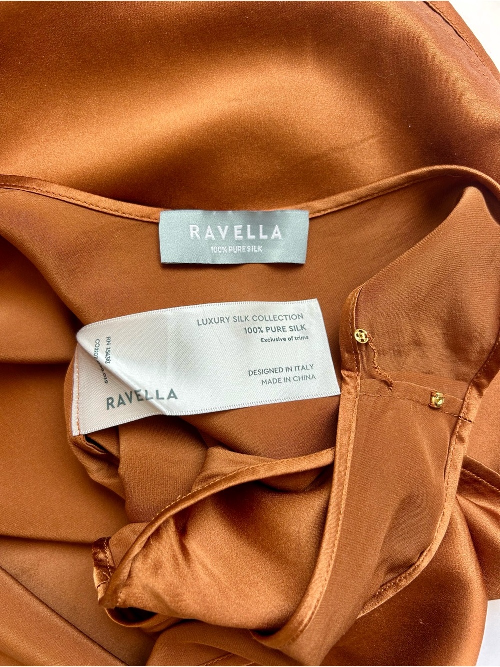 Ravella Fiora Silk Tank Sleeveless Blouse Copper Brown Size L / XL - Picture 7 of 8